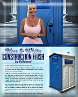 THE BLUE AND WHITE CONSTRUCTION FLUSH PORTABLE TOILET