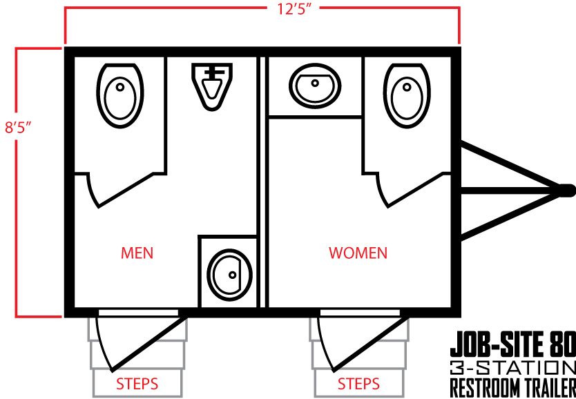 The Job Site 80 Restroom Trailer Layout