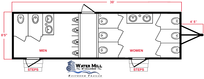 WATER MILL RESTROOM TRAILER Trailer Layout