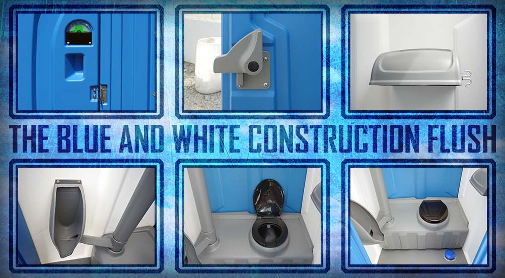 The Blue And White Construction Flush Portable Toilet By Callahead