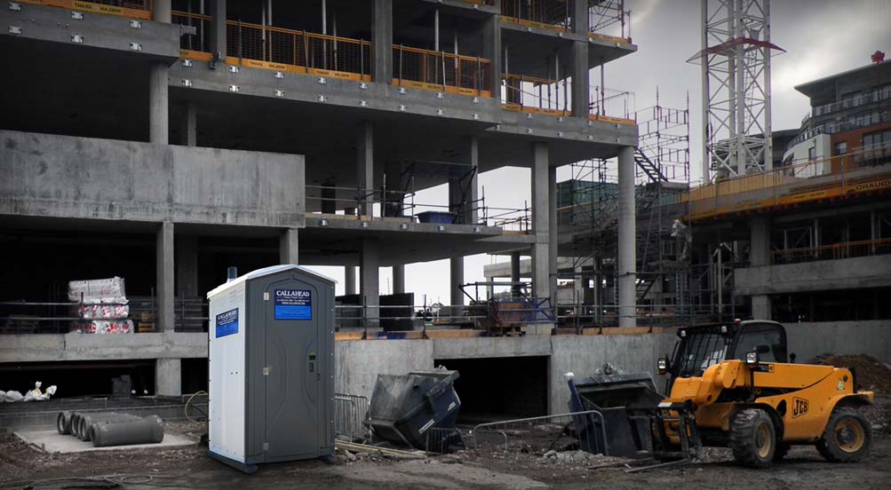 The Construction Wash and Flush Portable Toilet By Job Site