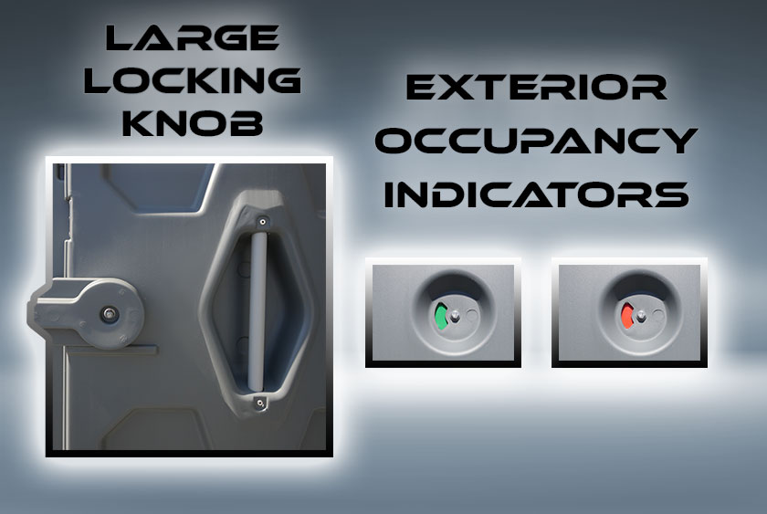 LARGE LOCKING KNOB AND HAND GRIP, WITH OUTSIDE OCCUPANCY INDICATORS
