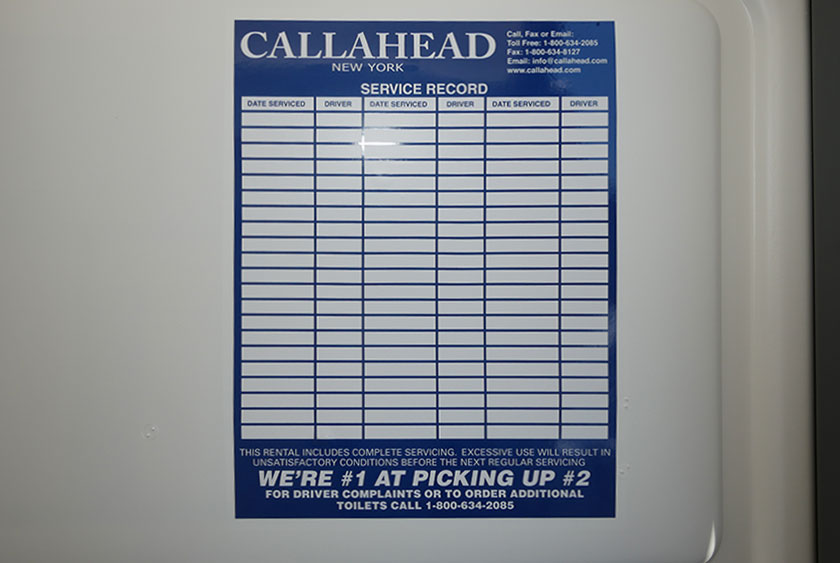 CALLAHEAD SERVICE SIGN IN SHEET PROVIDES SERVICING RECORD