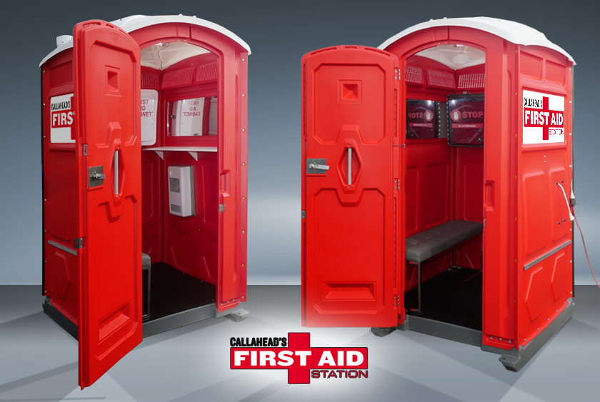 DUAL VIEW OF ENTRANCE TO THE FIRST AID STATION