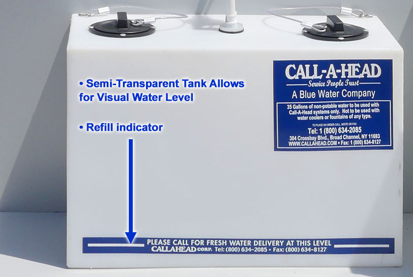 FRESH WATER TANK ALLOWS FOR VISUAL WATER LEVEL INDICATION