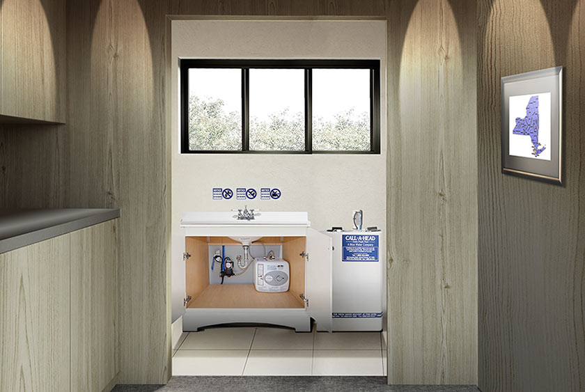 VANITY PROVIDES ADDITIONAL STORAGE SPACE