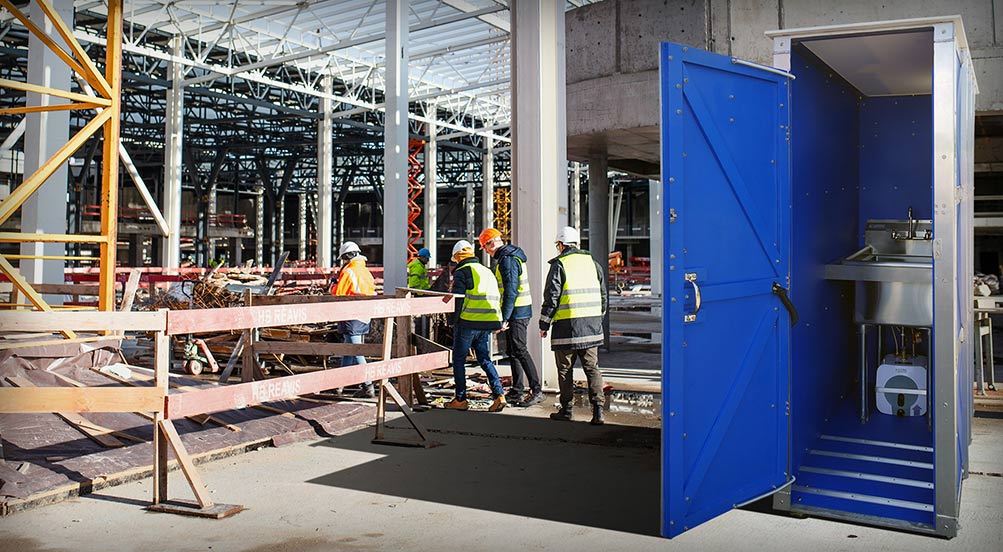 SkyWash Portable Sink | SkyWash Portable Sink at a Building Under Construction