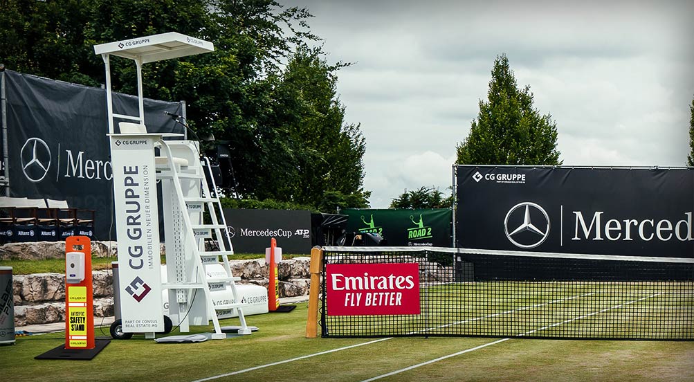 The Antiseptic Safety Stand Near Sporting Event