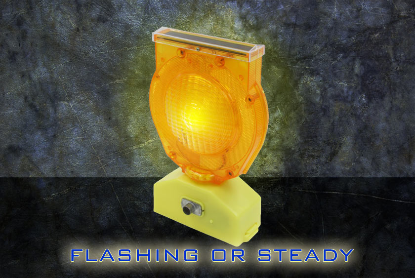 THE SAFETY LIGHT PROVIDES FLASHING OR STEADY LIGHT