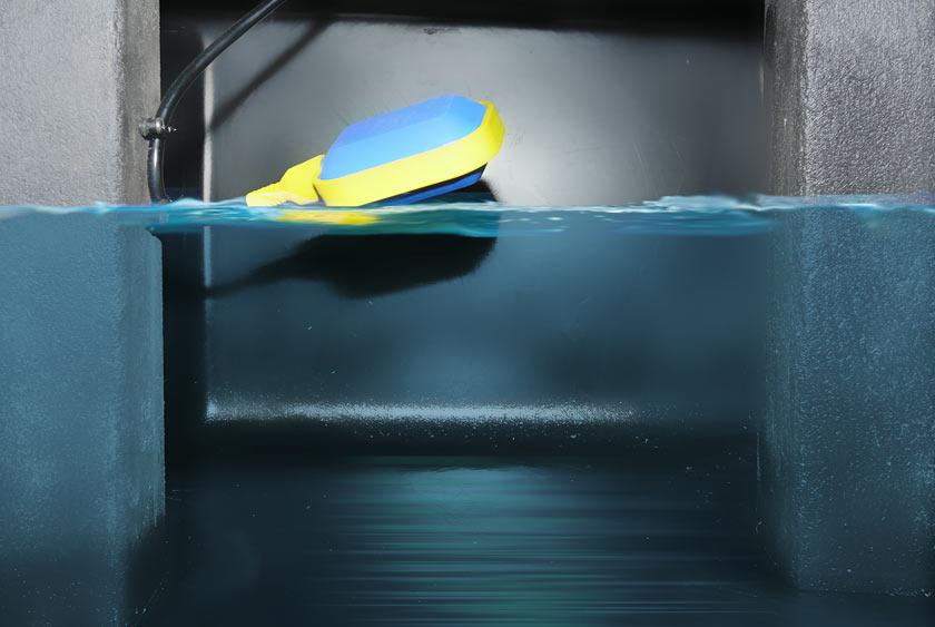 The Waste Water Alarm Pigtail Inside the Water Tank