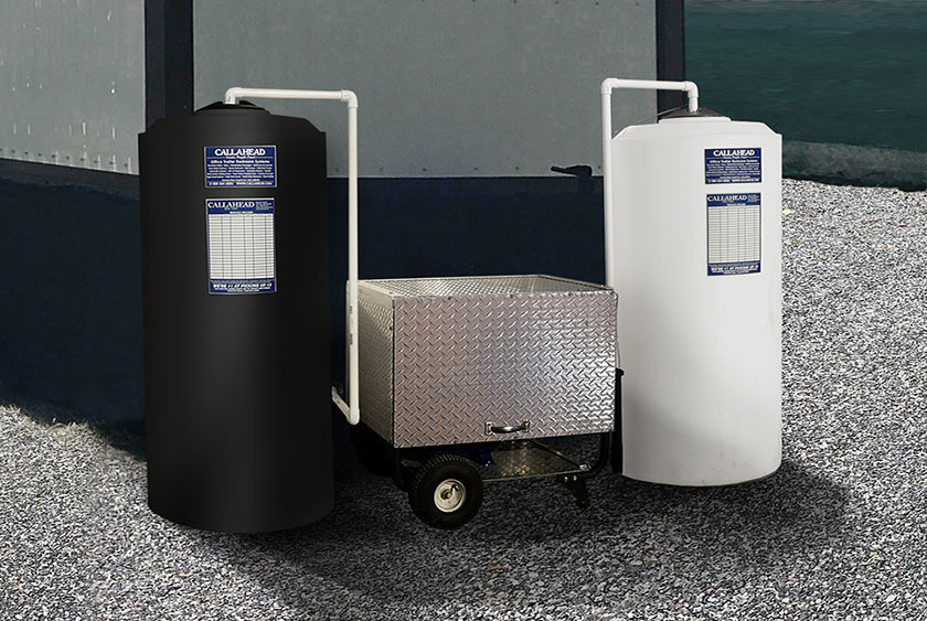 DETAIL OF VERTICAL TANK <b>MAC TOILET SYSTEM</b> OUTSIDE OFFICE TRAILER