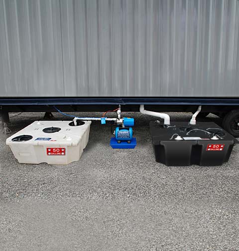 Porcelain Toilet System Outside Trailer