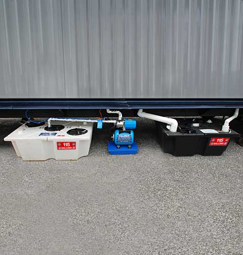 Porcelain Toilet System Under Trailer