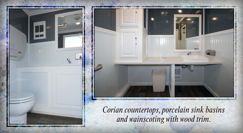 HANDICAP ADA 4000 Luxury Restroom Trailer Has Corian Countertops And Porcelain Sinks