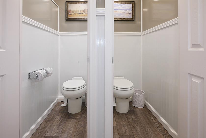 PRIVATE STALLS HAVE FLOOR TO CEILING LOCKABLE DOORS