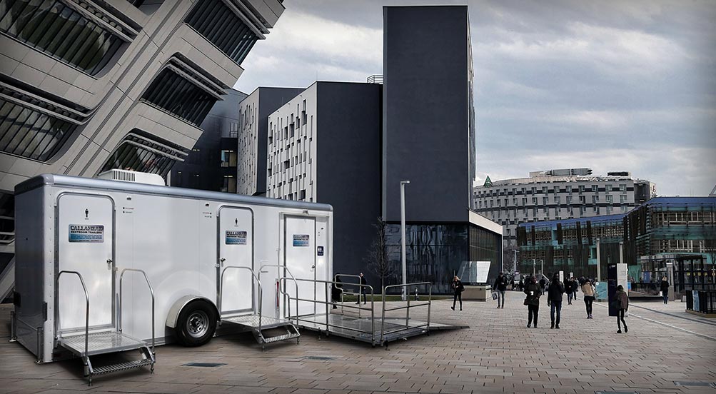The Contemporary Handicap Restroom Trailer In the City