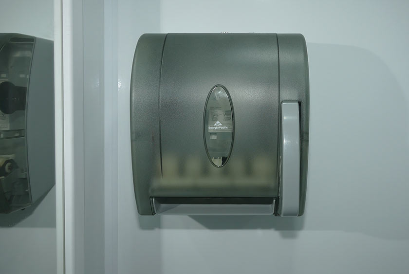 PAPER TOWEL HOLDERS IN EACH RESTROOM 