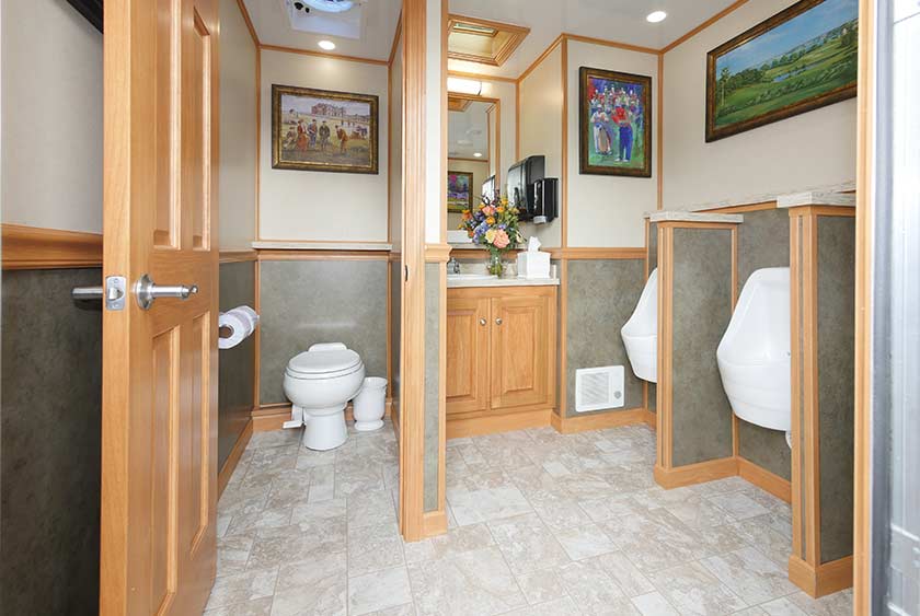 ENTRANCE TO MEN'S SIDE OF THE COUNTRY CLUB RESTROOM TRAILER