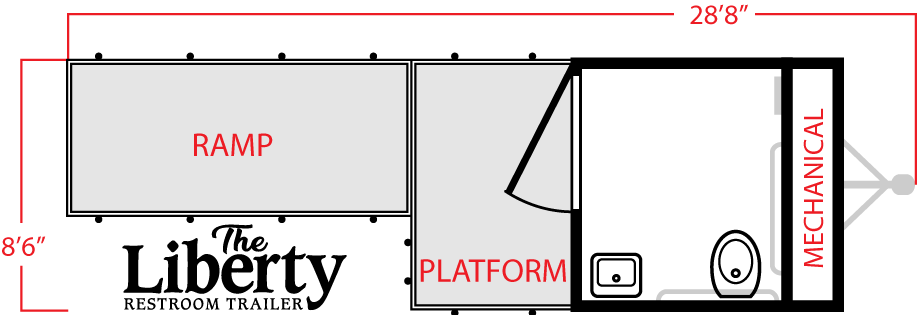 Liberty Handicap Restroom Trailer Floor plan
