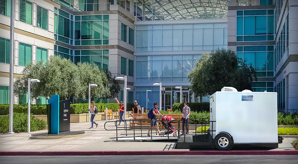 Liberty handicap Restroom Trailer Near Office Buildings