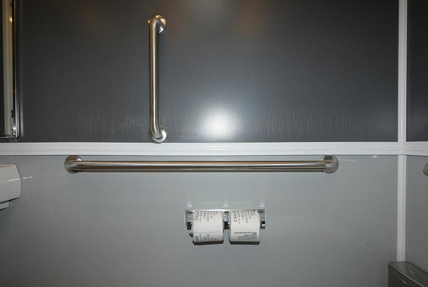 MULTIPLE STAINLESS GRAB BARS FOR CONVENIENCE & STABILITY