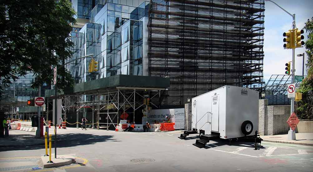 The Construction Restroom Trailer In The City