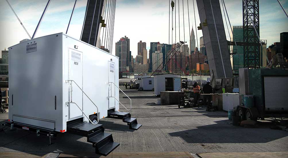 The Construction Restroom Trailer Near Job Site