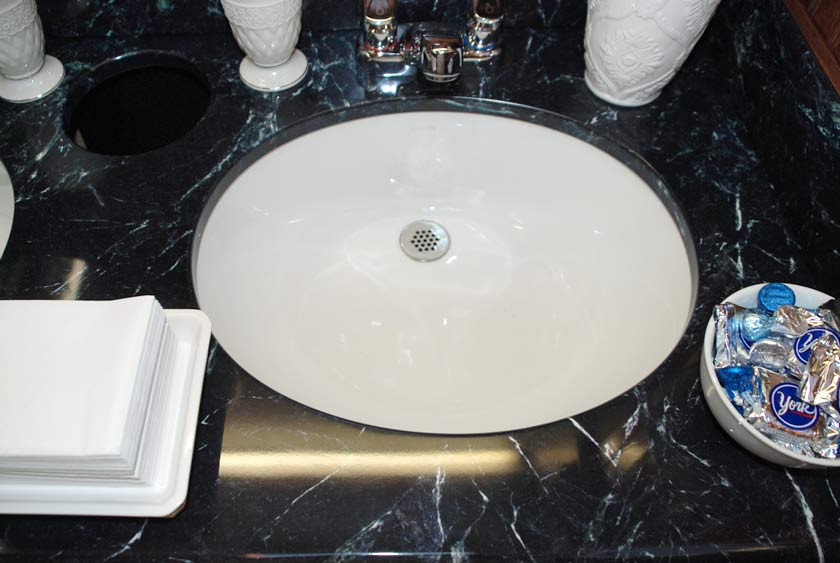 VERDE MARBLE VANITY WITH RECESSED PORCELAIN SINK