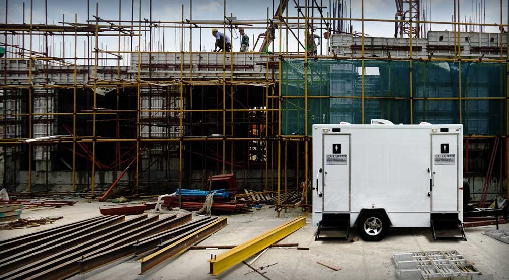 The Industrial 105 Restroom Trailer Near Job Site