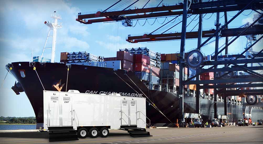 Construction Restroom Trailer in NYC