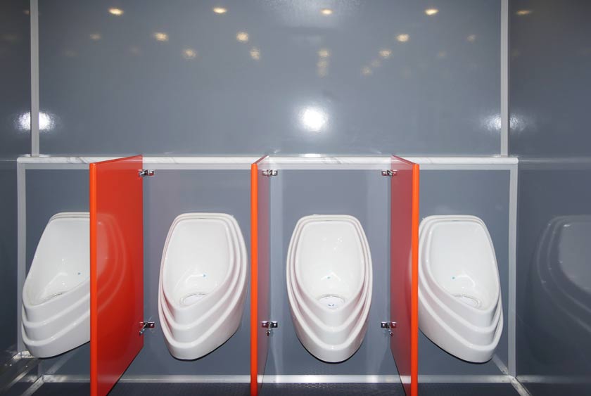 FOUR ODORLESS URINALS ON MEN'S SIDE