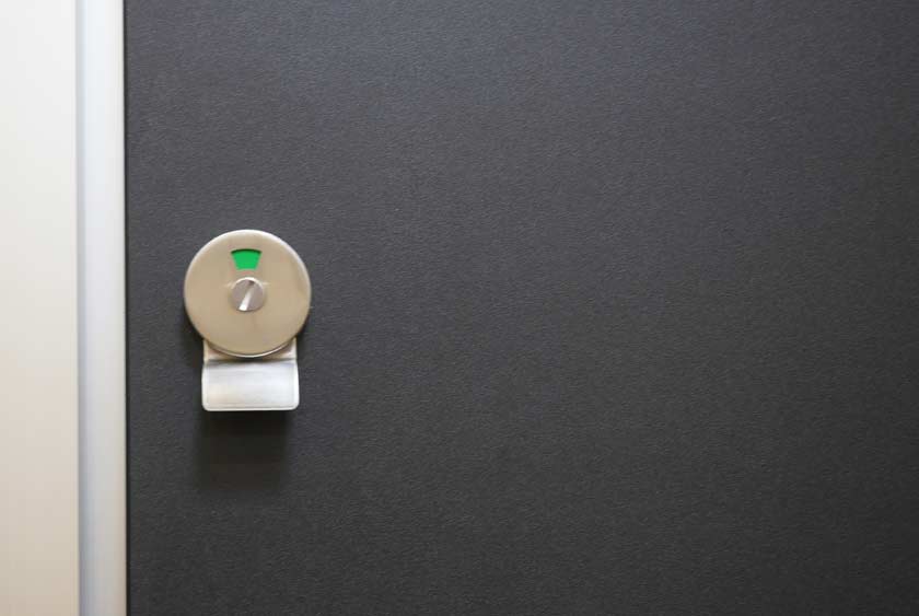 LOCKING TOILET STALLS HAVE OCCUPANCY INDIC