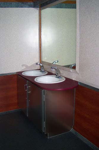 THE NEWPORT 1600 Luxury Restroom Trailer - Double Sinks with
                                    Full Mirror