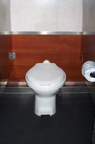 THE NEWPORT 1600 Luxury Restroom Trailer - Flushing Toilet in
                                    Stall