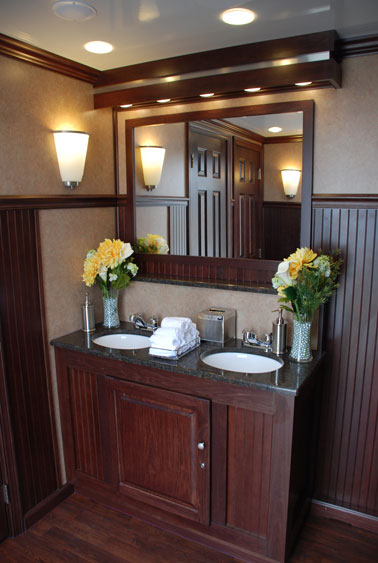 The Oxford Luxury Restroom Trailer interior view