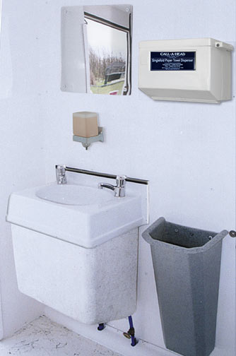 The Restroom Station Bathroom Trailer - Sink with Mirror,
                                and more!