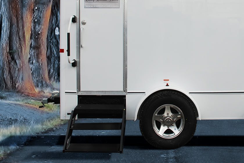 NON-SKID STEEL STAIRS WITH ALUMINUM HANDRAILS FOR SAFETY