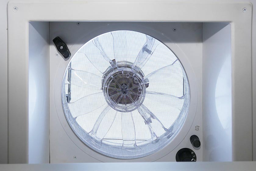 OVERHEAD VENTS WITH ELECTRIC FANS PROVIDE ADDITIONAL VENTILATION