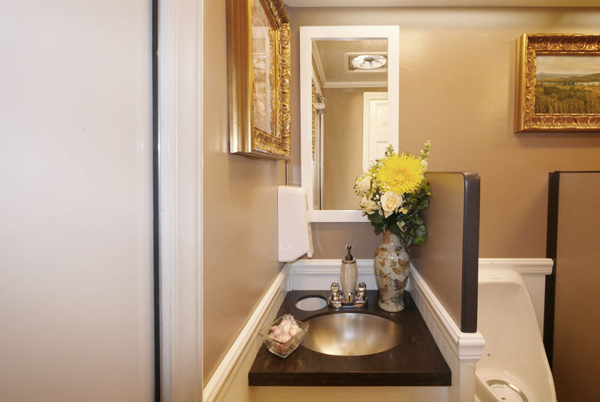 STAINLESS STEEL SINK WITH FLORAL ARRANGEMENTS