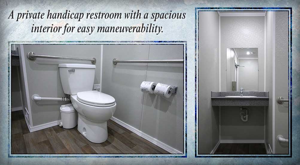 The Waterfront ADA Restroom Trailer Has Private Handicap Restroom With A Spacious Interior