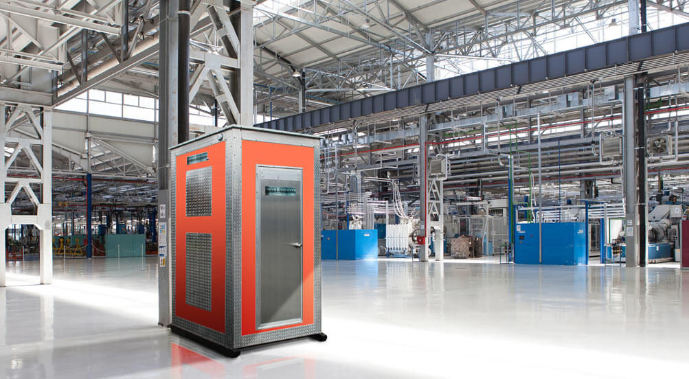 The HeadRest Restroom Toilet In A Warehouse Building