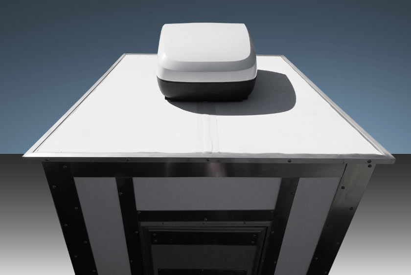 air conditioning system IS ROOF MOUNTED TO CONSERVE INTERIOR SPACE WITHIN UNIT