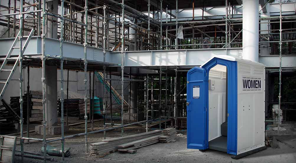 The Women’s Flush Portable Toilet Near Building Site
