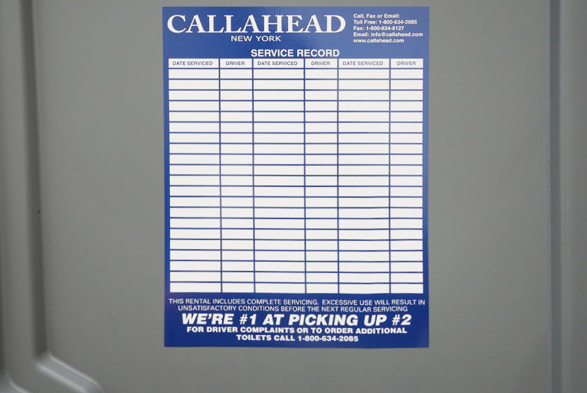 SERVICE SIGN IN SHEET INDICATES SERVICING RECORD AT YOUR LOCATION